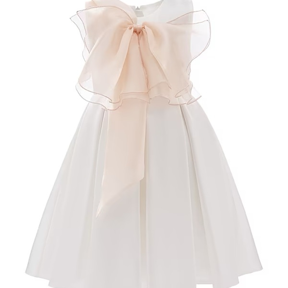 Tulle White and Peach Kids Formal Dress